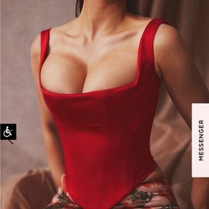 House of CB- RAFA SCARLET SATIN LONGLINE CORSET (S)